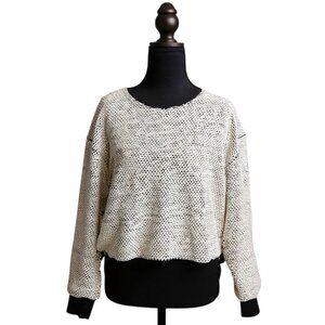 MARINE LAYER Birdseye Sweatshirt Robin Textured Crewneck Sweater Women's Large